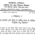 महिला एवं बाल विकास विभाग जिला दुर्ग: मिशन शक्ति अंतर्गत सखी निवास एवं शक्ति सदन के रिक्त संविदा पद हेतु ऑनलाईन आवेदन आमंत्रित, अंतिम तिथि 15 दिसंबर 2025
